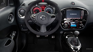 black and gray Nissan multi-function steering wheel, Nissan Juke, car, car interior, vehicle