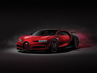 red sports car, Bugatti Chiron Sport, Geneva Motor Show, 2018 HD wallpaper