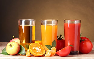 three fruit juices
