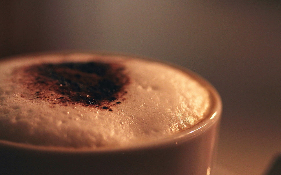 white ceramic coffee mug, photography, macro, coffee, drink HD wallpaper