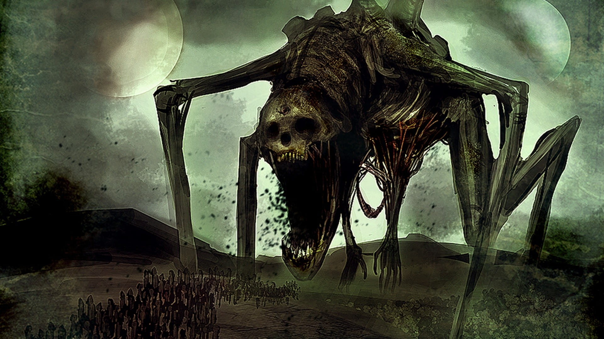 Gray skeleton monster illustration, fantasy art HD wallpaper