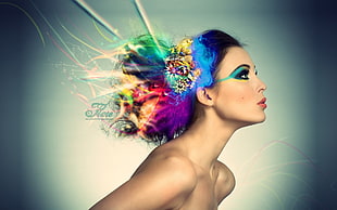 color edited photo of woman's hair art HD wallpaper