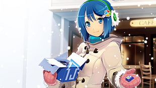 blue haired female anime character, Windows 7, Madobe Nanami , os-tan