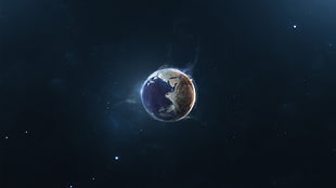 blue and white planet, planet, space, space art, digital art