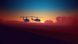 two helicopter portrait photos