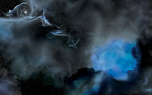 black and blue gas clouds wallpaper, artwork, space, space art, stars