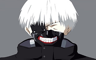 white haired man anime illustration