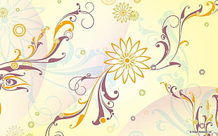 yellow and pink flowers illustration, flowers, red, yellow