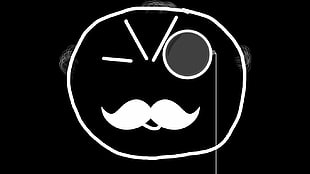 black and white Batman logo, V2, monocles, mustache HD wallpaper