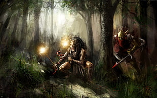 Shadow Shaman and Gondar illustration, digital art, Dota 2, bounty hunter, Shadow Shaman