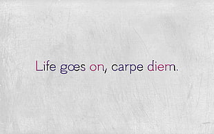 life goes on, carpe diem text overlay, life, white, texture, typography