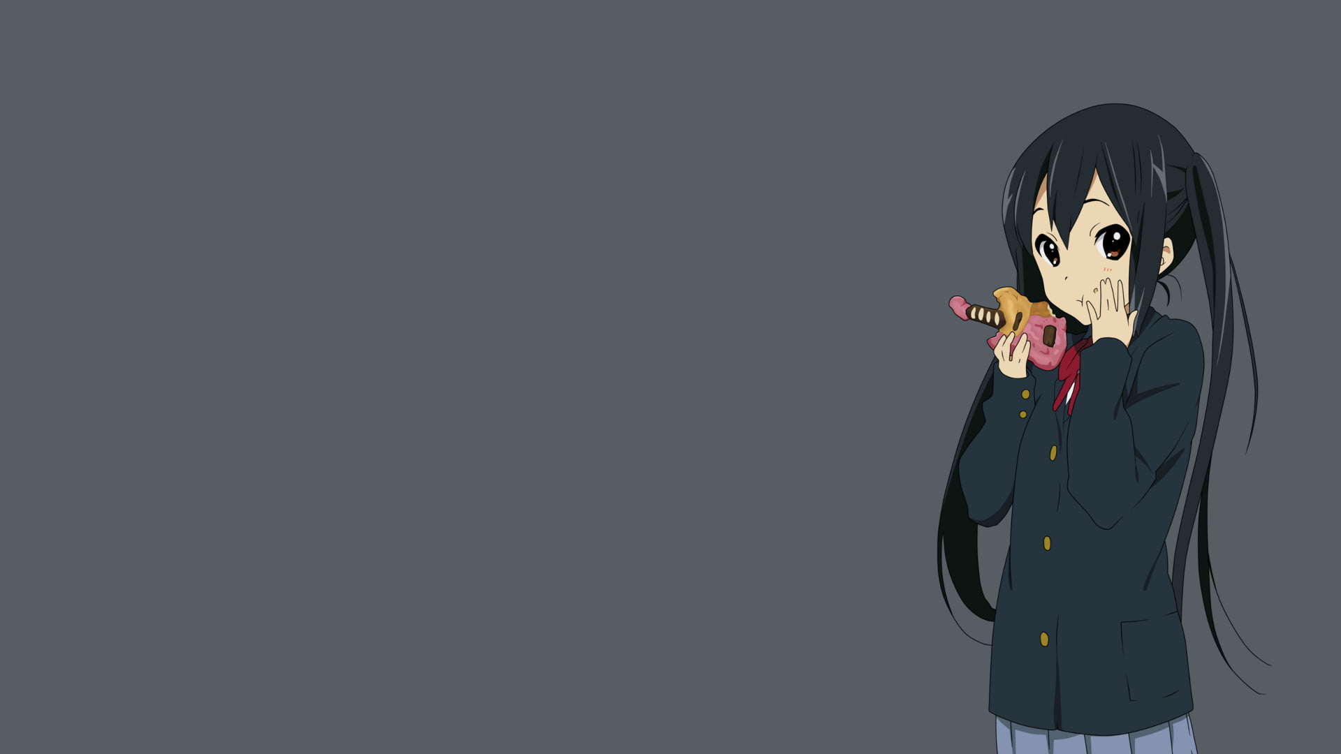 female anime character, K-ON!, Nakano Azusa, simple background