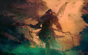 warrior with wings wallpaper, fantasy art