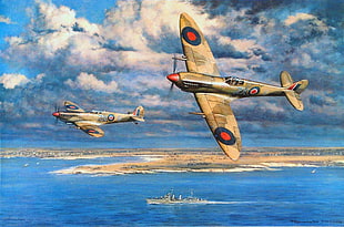 brown fighter planes, World War II, military, aircraft, military aircraft HD wallpaper