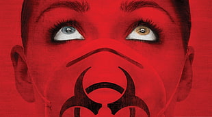 woman with biohazard mask digital wallpaper HD wallpaper