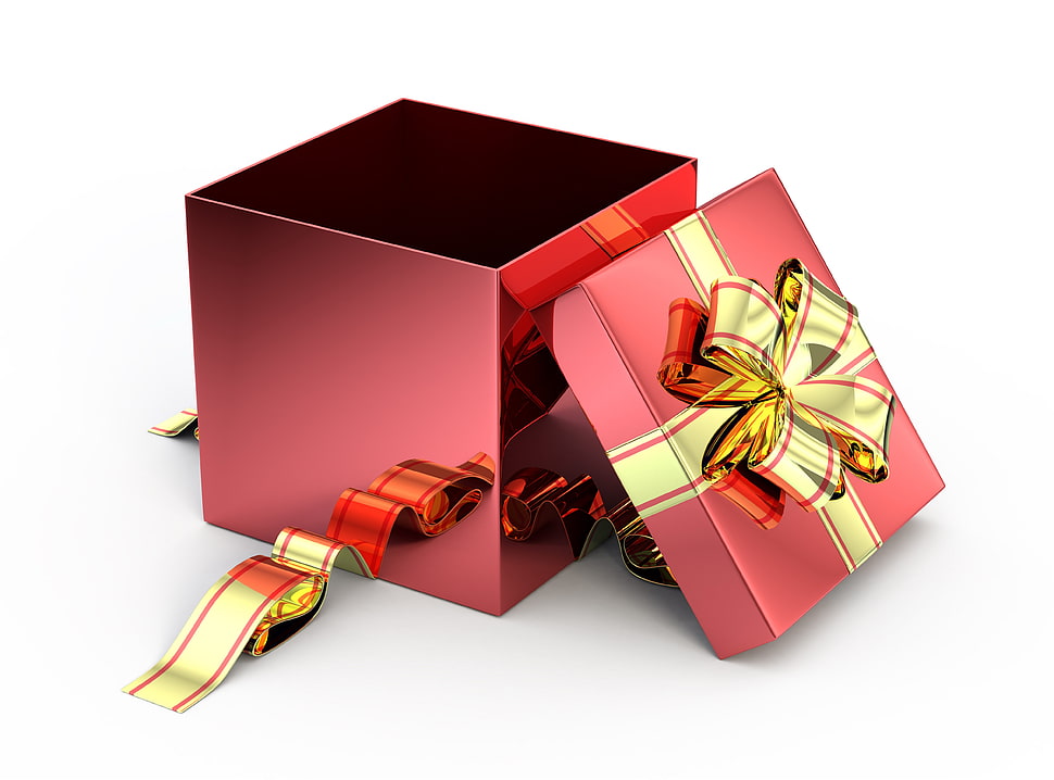 pink and yellow steel gift box HD wallpaper