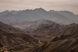brown mountain range under white cloudy sky during daytime, ladakh, india HD wallpaper