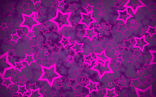 purple background with pink stars illustration, digital art, vector art, shapes, purple HD wallpaper