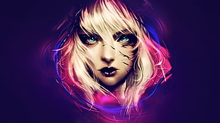 woman's face portrait 3D wallpaper, fantasy art, artwork, fan art, blue eyes