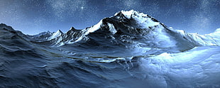 mountain covered with snow during nighttime