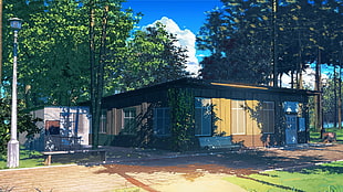 brown painted house, ArseniXC, Everlasting Summer HD wallpaper