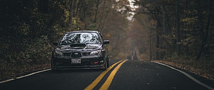black Ford Mustang, ultra-wide, car, Subaru Impreza , Rally HD wallpaper