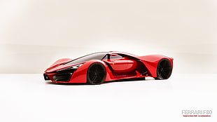 red Ferrari F80, concept cars, Ferrari f80, Ferrari, concept art