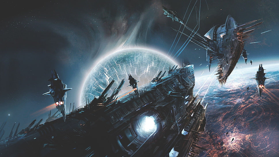 game application digital wallpaper, spaceship HD wallpaper