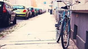 blue city bicycle, street, bicycle