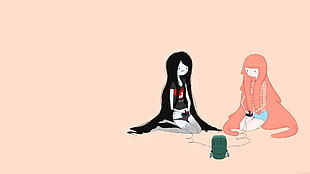 two female playing game console illustration HD wallpaper