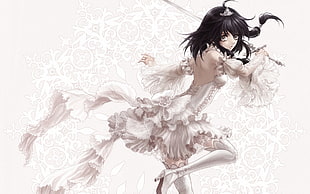 female Anime character holding sword digital illustration