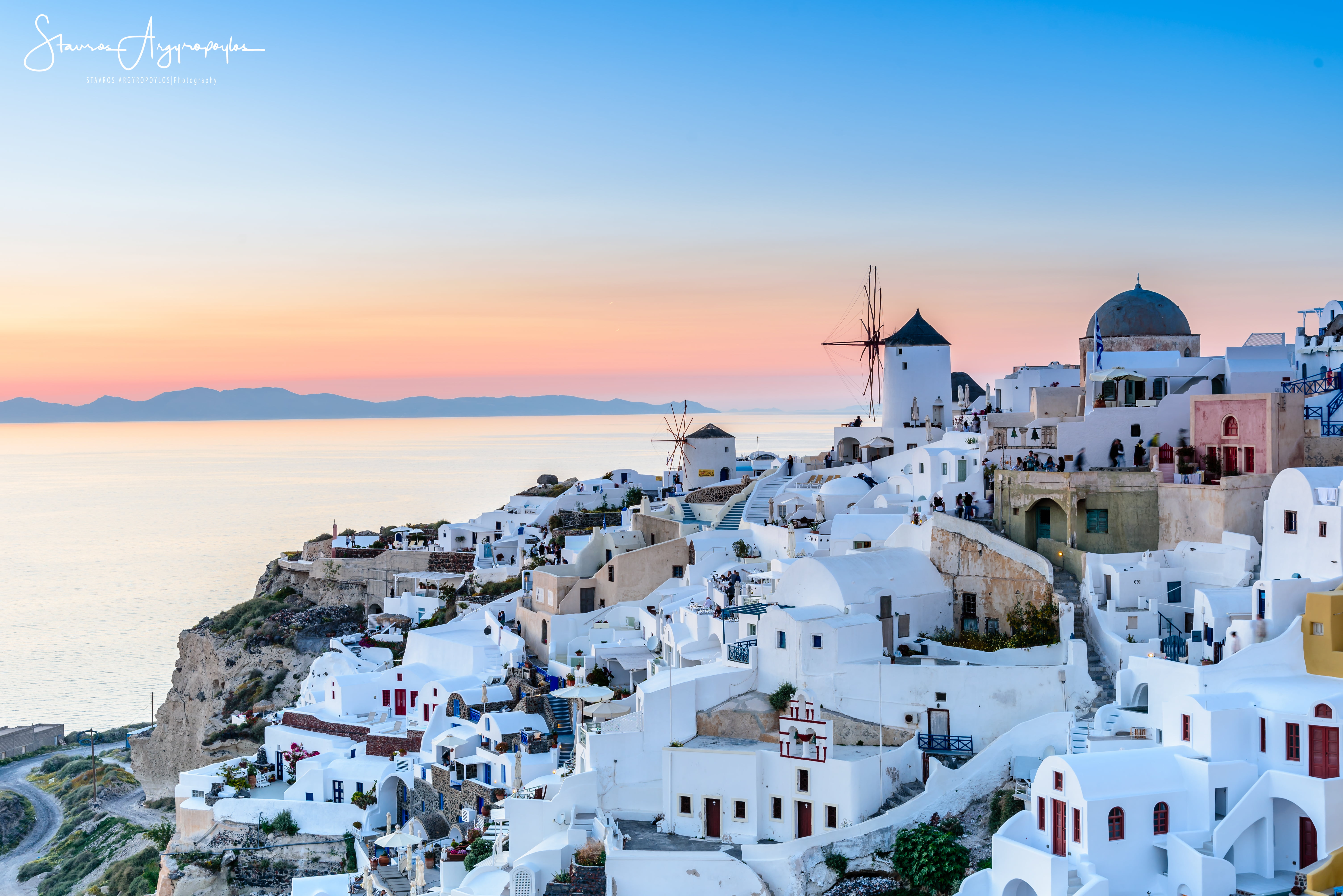 photo of Santorini Greece during golden hour, oia