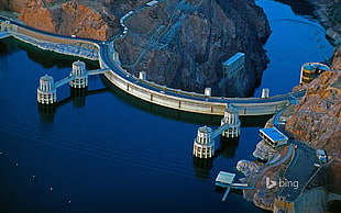 gray concrete bridge, nature, Hoover Dam, dam, Bing