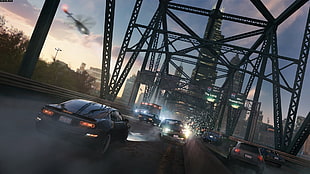 vehicles crossing bridge during daytime digital wallpaper, video games, Watch_Dogs HD wallpaper