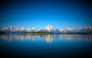 mountain digital wallpaper, mountains, lake, landscape, Wyoming