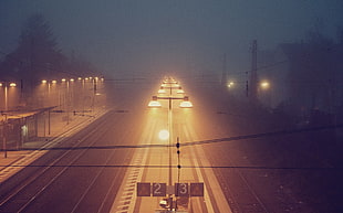 rail train photo at nighttime