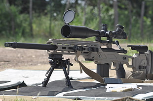 gray and black sniper with tactical scope