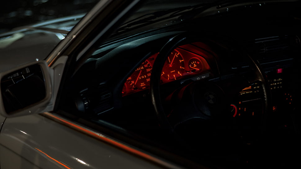 black and red vehicle interior, BMW, BMW E30, old car, Oldtimer HD wallpaper