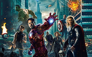 Marvel Avengers digital wallpaper, The Avengers, Hawkeye, Iron Man, Hulk