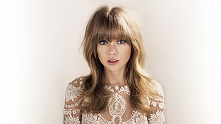 women's white and brown floral dress, Taylor Swift, women