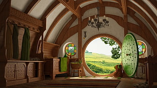 brown wooden cabinet, The Lord of the Rings, Bag End, The Shire, interior
