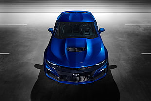 blue Chevy Camaro coupe