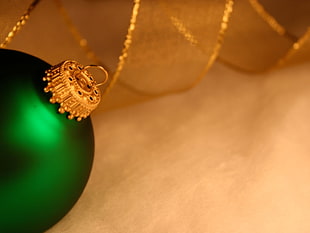 gold and green Christmas bauble