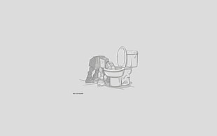 toilet bowl with cistern illustration, Star Wars, toilets, minimalism, humor