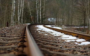 depth of field photography of brown rail HD wallpaper