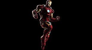 red and silver-colored pendant necklace, artwork, Iron Man
