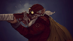 illustration of man with gun HD wallpaper