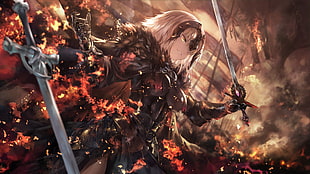 beige-haired female anime character wallpaper, Fate/Grand Order, Jeanne d'arc alter, weapon, sword