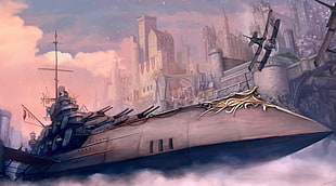 painting of ship cover, warship