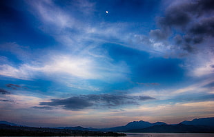 clear skies, sky, Moon, clouds